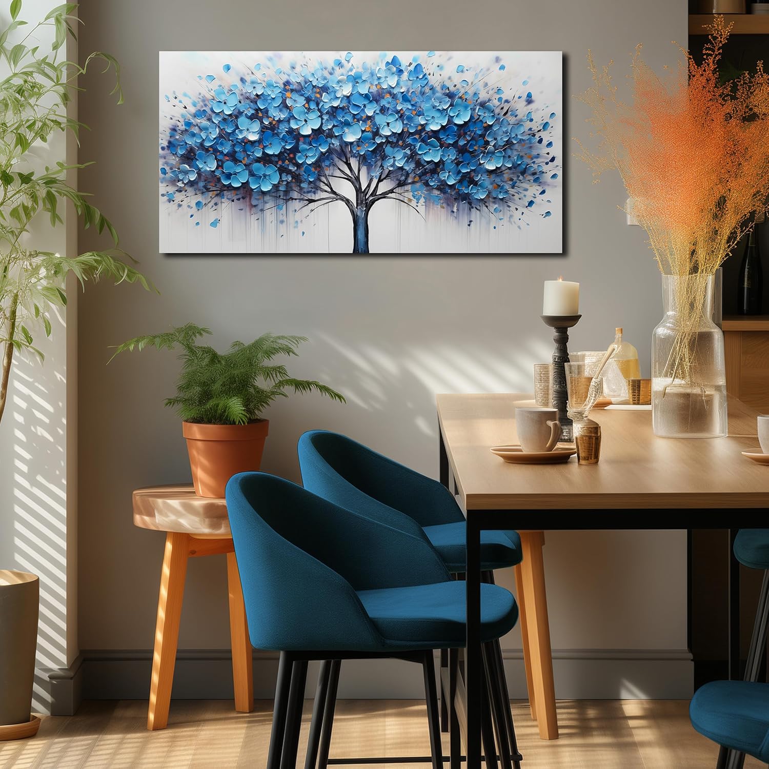 Tree of Life Wall Art for Bedroom Blue Wall Decor for Living Room Tree Prints Picture Decor 20 x 40 Inch - Image 7