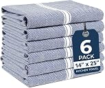 LANE LINEN Kitchen Towels 100% Cotton Absorbent Lint-Free 6 Pack