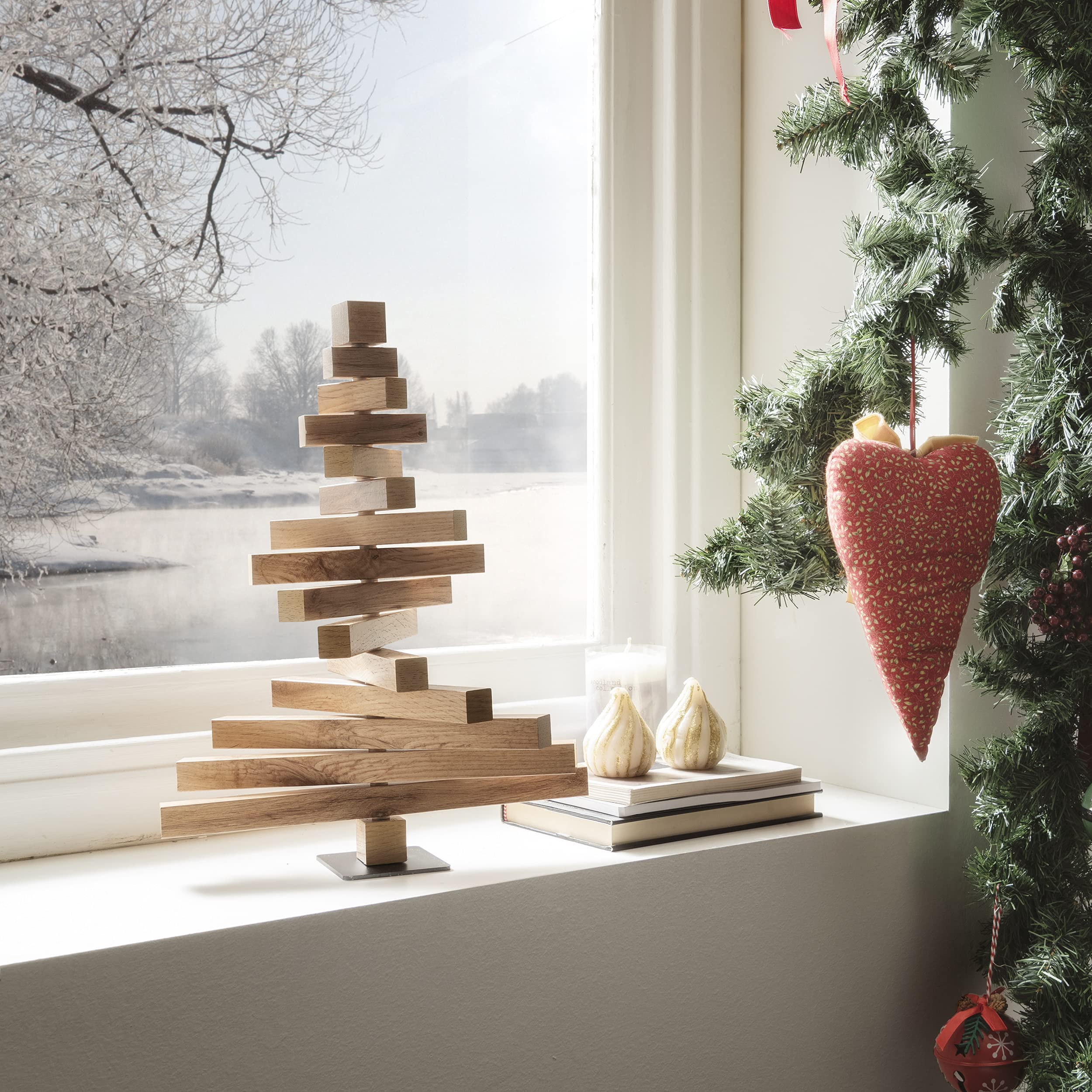ARHome Árbol de Madera, 41 x 31 cm, Roble Rústico, Árbol de Navidad, Decoración Navideña, Made in Italy