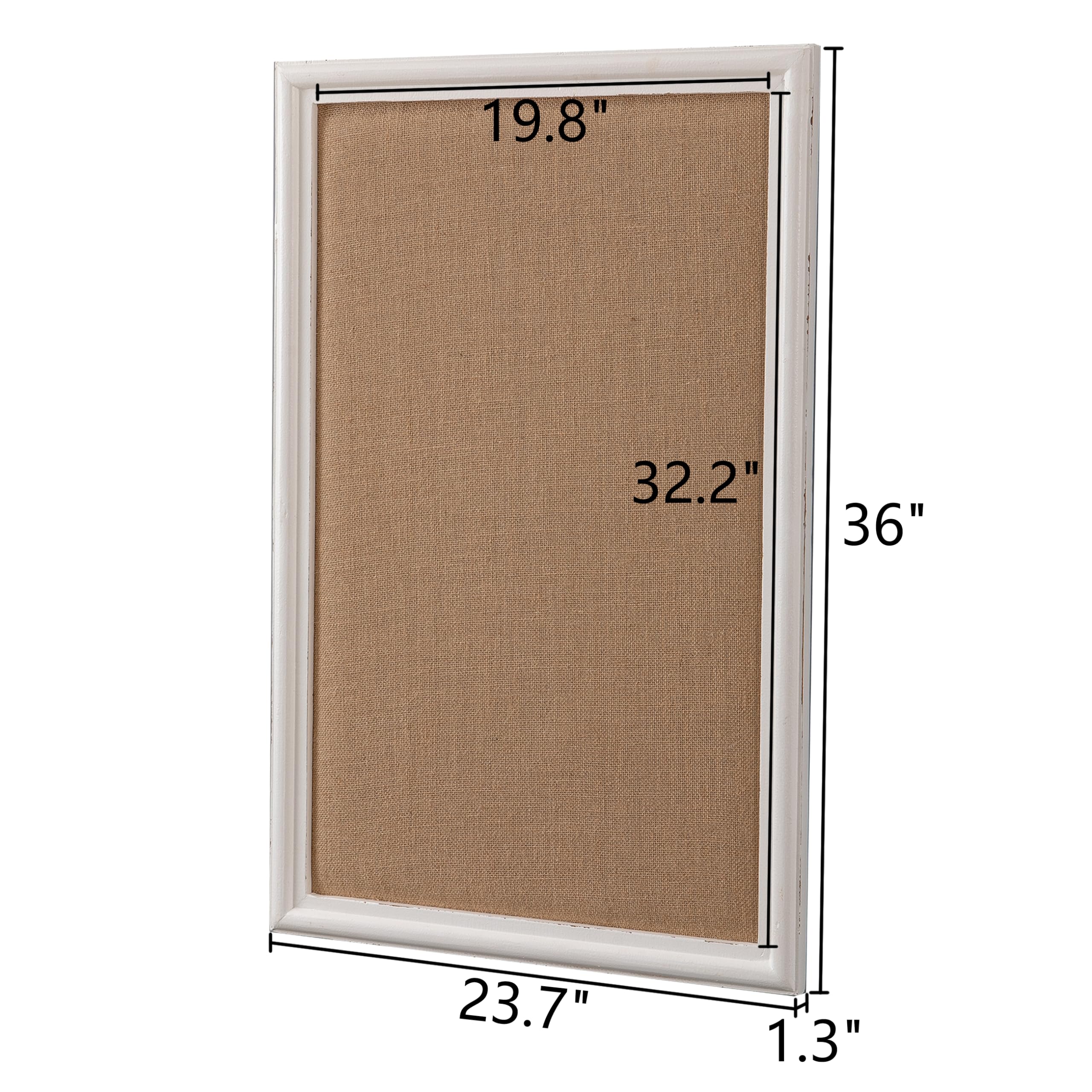 SOFE Pinnwand aus Leinen für die Wand, weiß gerahmt, 61 x 91,4 cm