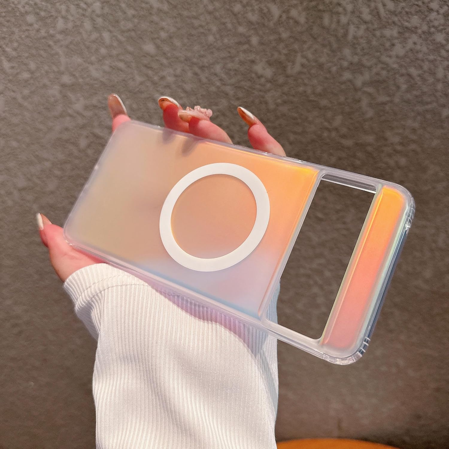 Magnetic for Google Pixel 8 Pro Case Women, [Compatible with MagSafe], [Holographic Iridescent Color Changing Effect] Fashion Slim Cute and Unique Matt Protective Phone Cover for Pixel 8 Pro Pixel 8 Pro Magnetic Fluorescent Iridescent