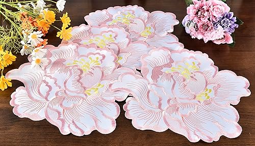 Miniatura 7 de Juego de 4 manteles individuales con estampado floral bordado de flores en campo, para decoración de mesa en el hogar, cocina, comedor, vacaciones