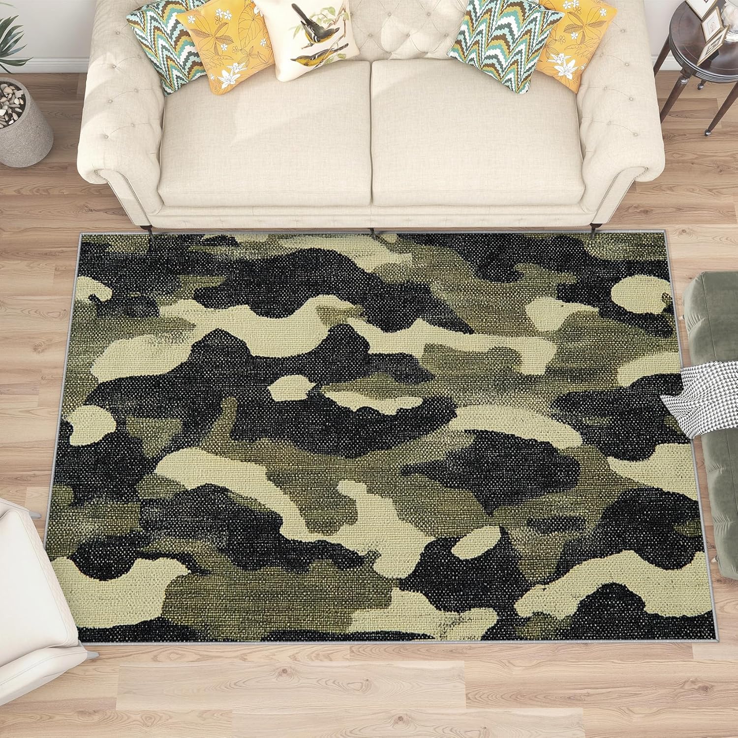 Camouflage Rugs for Boys Bedroom - 2x3 Rug, Camouflage Area Rug, Military Camo Washable Non Slip Soft Rugs, Army Camo Green Carpet, Abstract Art Home Decor, Camouflage Gifts for Men