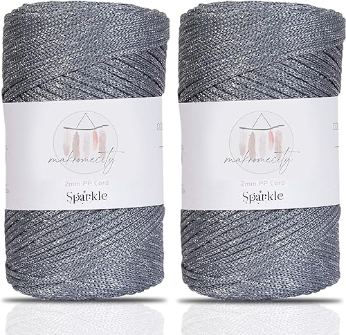 Miniatura 120 de Makromecity, 2 madejas de cuerda de macramé de poliéster de 0.079 in x 250 yardas (750 pies) de 0.079 in de polipropileno para macramé, arte