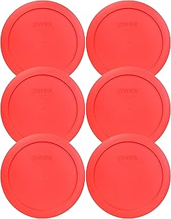 Pyrex 7201-PC 4 Cup Red Round Plastic Storage Lid, Made in USA - 6 Pack