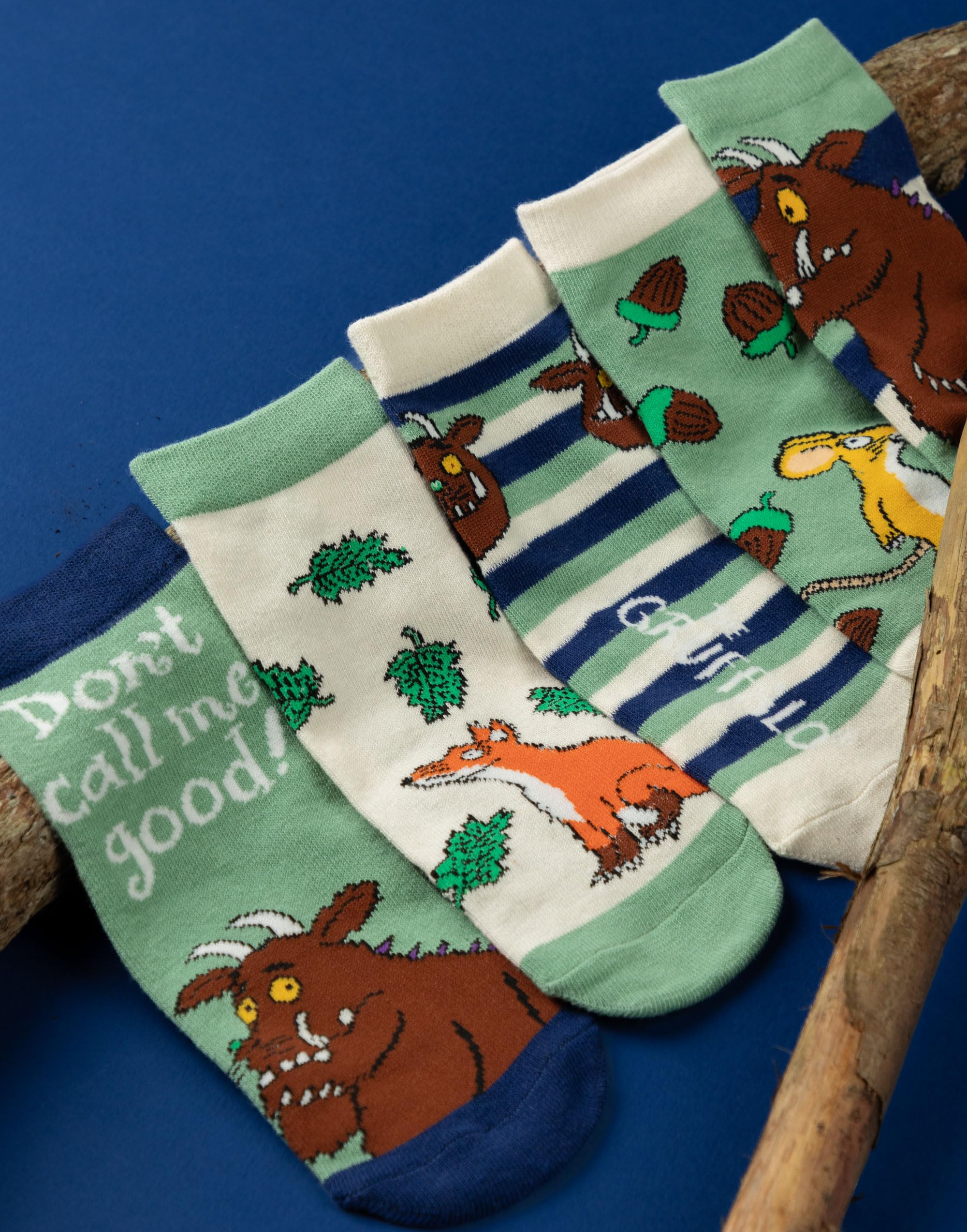 Gruffalo The Calcetines para niño, paquete de 5 | Calzado infantil con gráfico de cuento de hadas multicolor | Juego de calcetines cómodos Julia Donaldson Mouse Fox | Regalo de mercancía de la serie