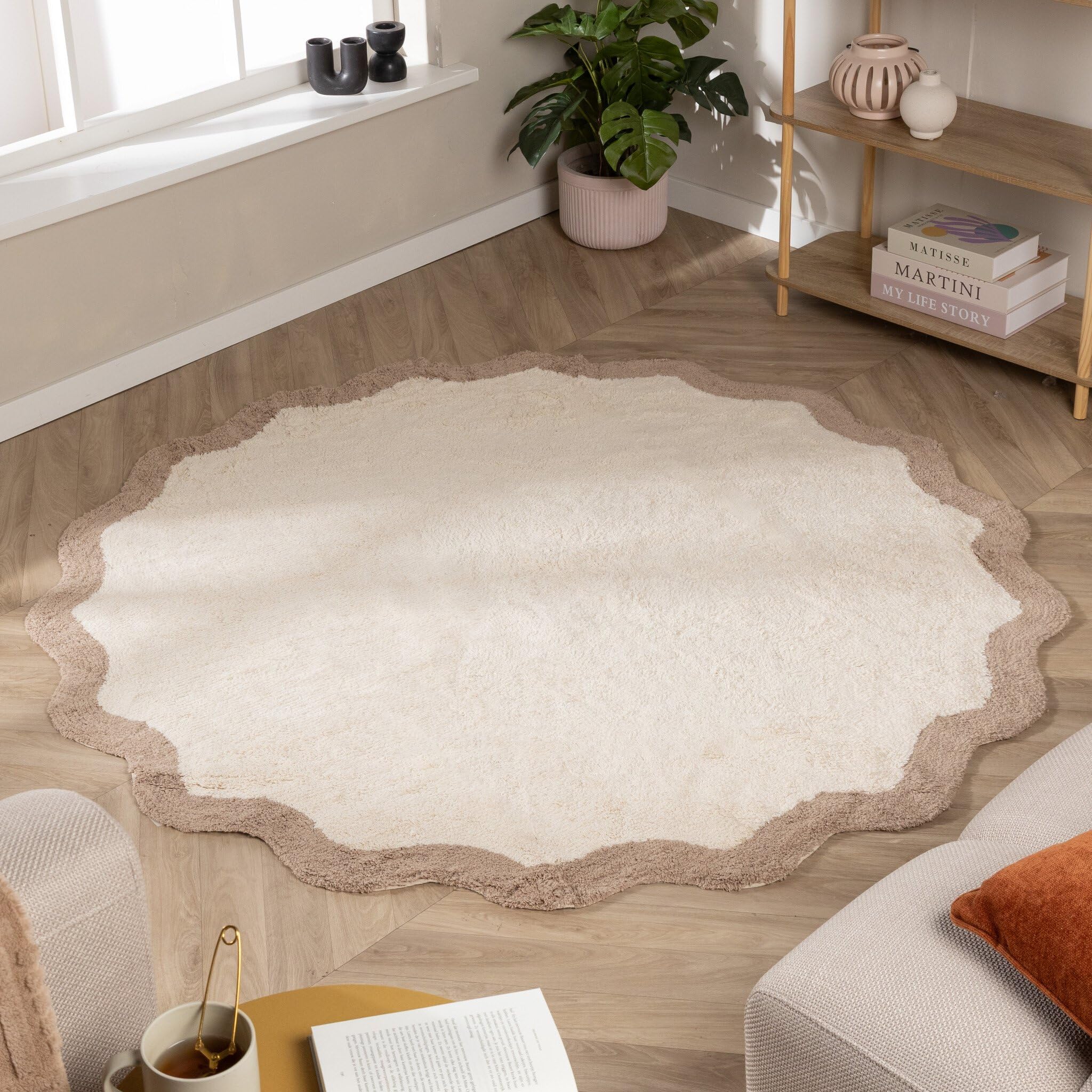 Tapis de salon rond lavable FRAAI Ø 160 cm textile résistant pour cuisine et pièce de vie
