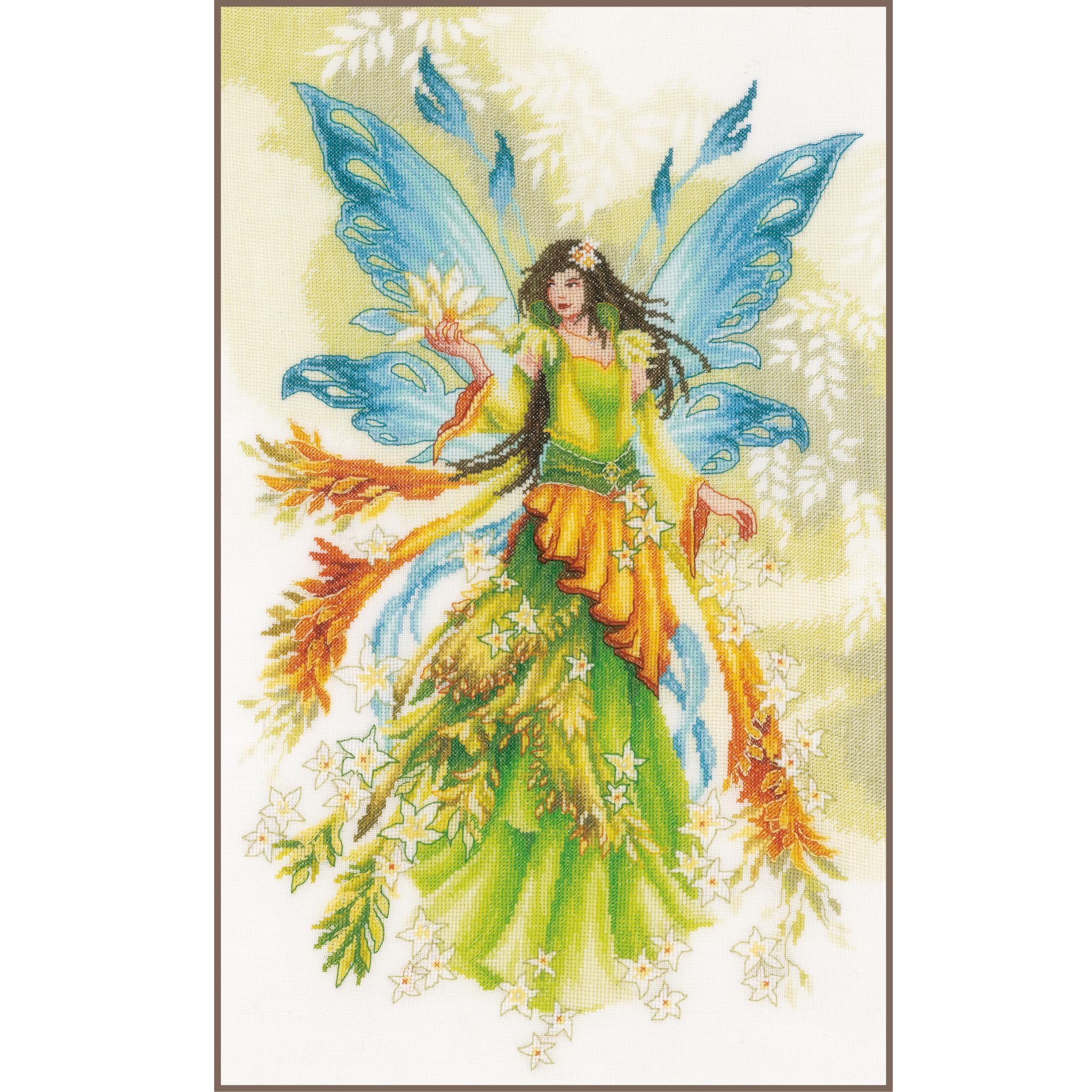 Vervaco Lanarte Counted Cross Stitch Kit: Sky Anemone (Linen), NA, 39 x 49cm