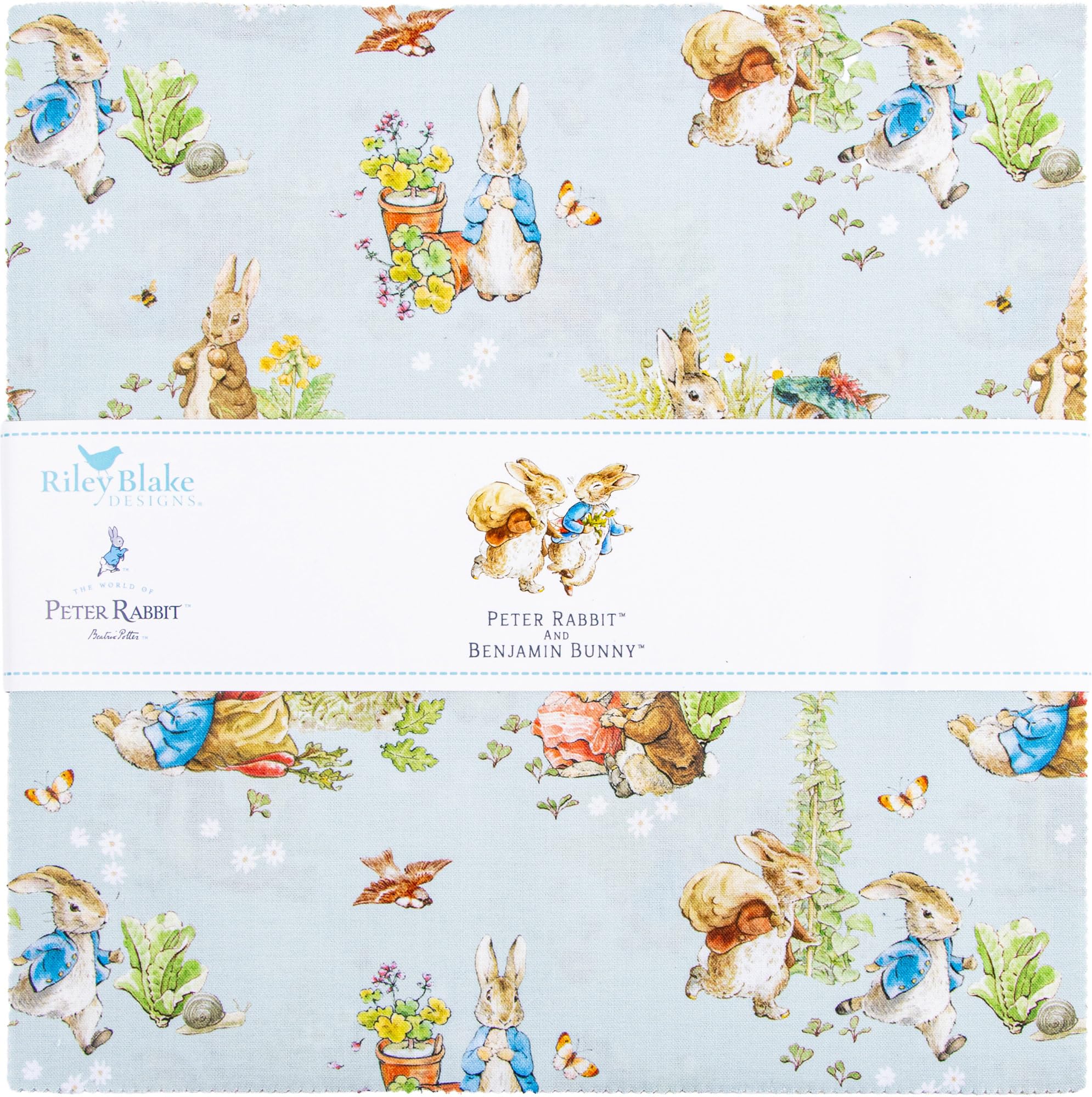 Peter Rabbit and Benjamin Bunny 10" Stacker 42 10-inch Squares Layer Cake Riley Blake 10-17250-42