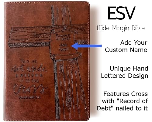 Miniatura 5 de ESV Wide Margin with Hand Drawn and Laser Engraved Cover Design, Red Letter Bible, Includes Personalized Custom Name Incorporated into Hand Drawn