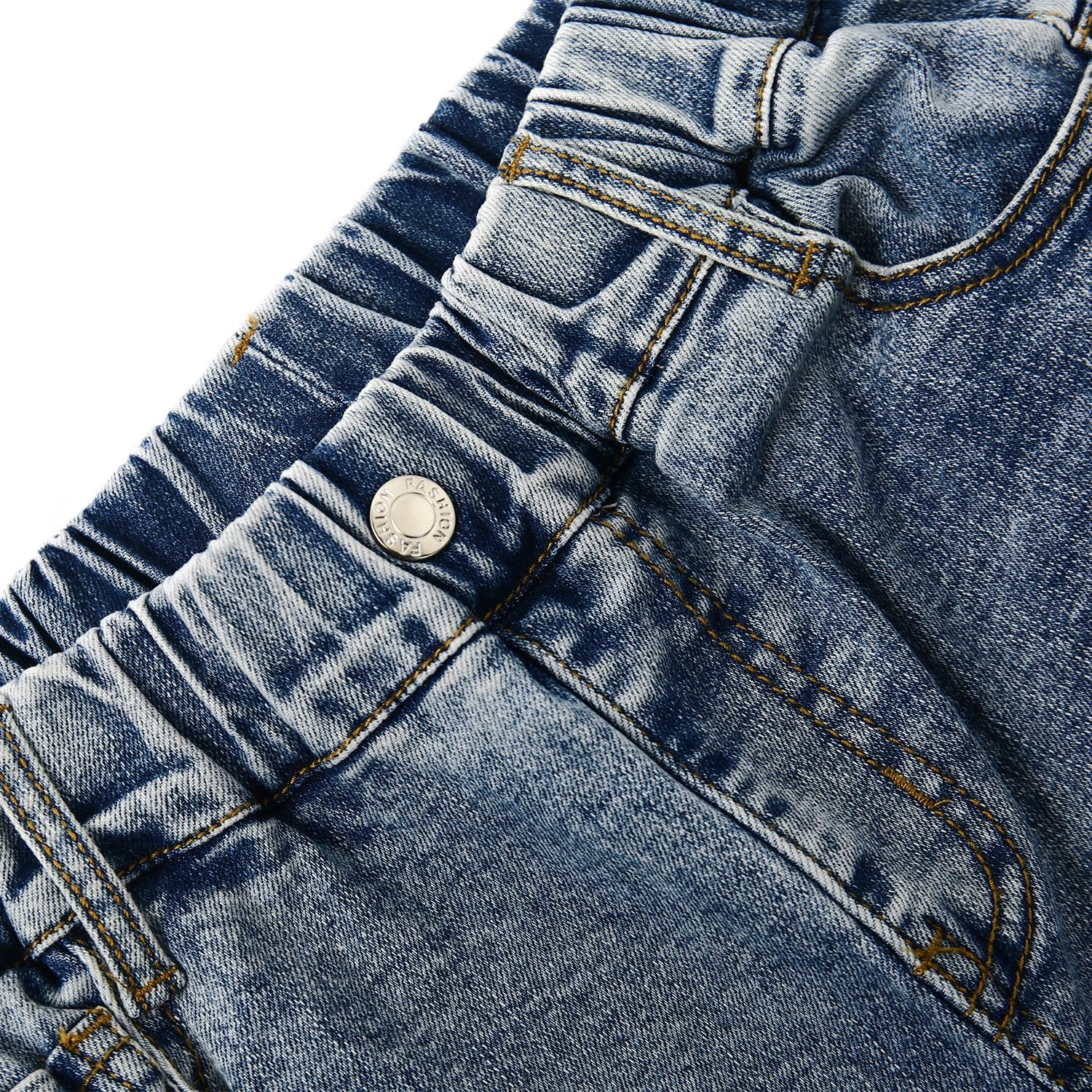 KIDSCOOL SPACE Baby Little Big Girls Jeans, Cintura elástica Agujeros Rasgados Pantalones de Mezclilla de Estiramiento Suave