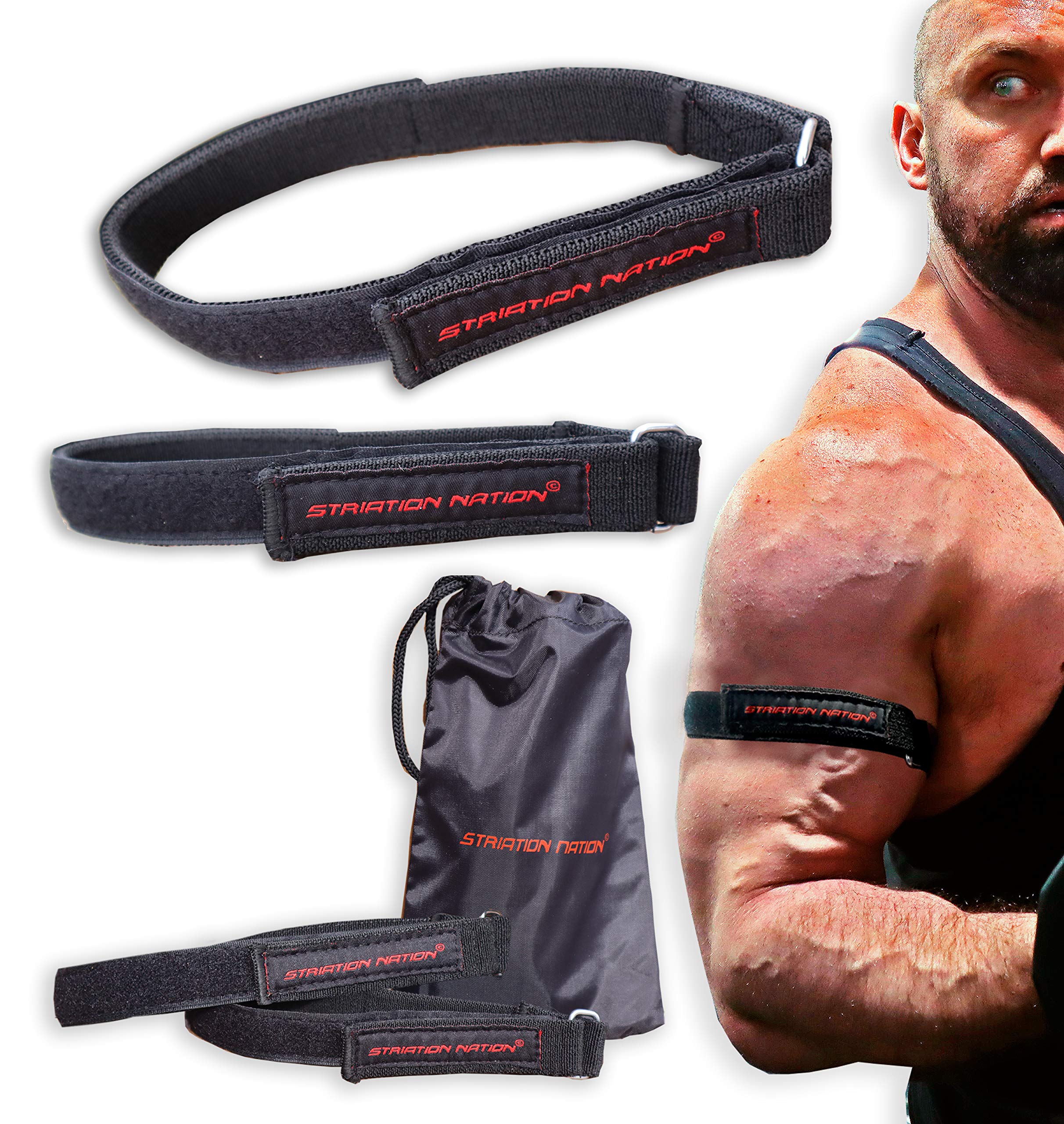 Striation Nation 1Inch BFR Training Bands for Arms and Shoulders, Set