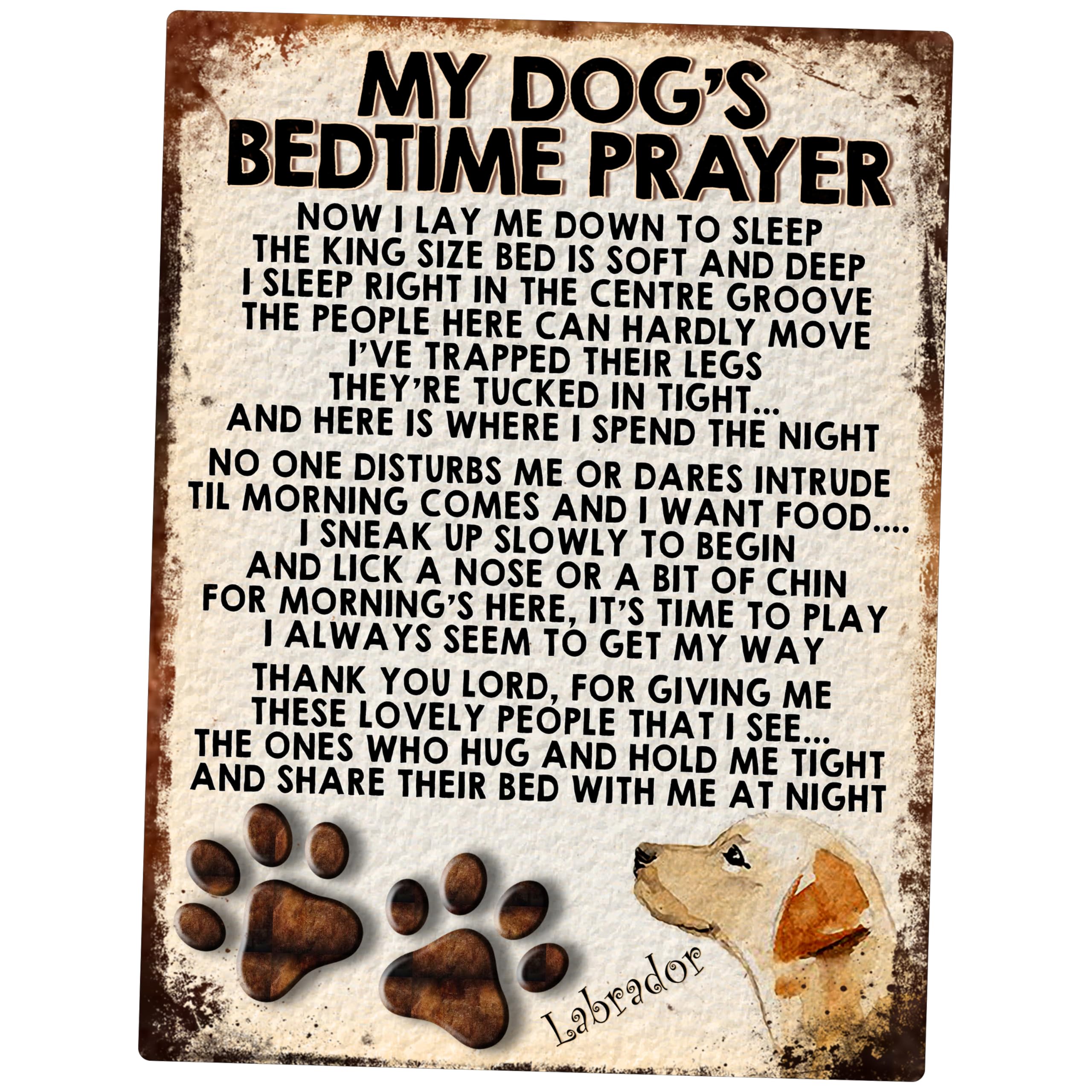 Shawprint Limited Gold Labrador My Dog's Bedtime Prayer Retro Style Metal Tin Sign/Plaque (Gold Labrador)