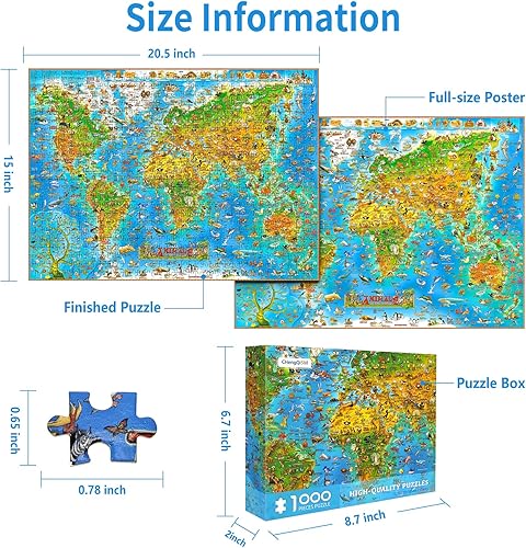 Miniatura 2 de Rompecabezas de 1000 piezas para adultos, mini rompecabezas de animales del mundo, rompecabezas para adultos, mapa de animales, rompecabezas de