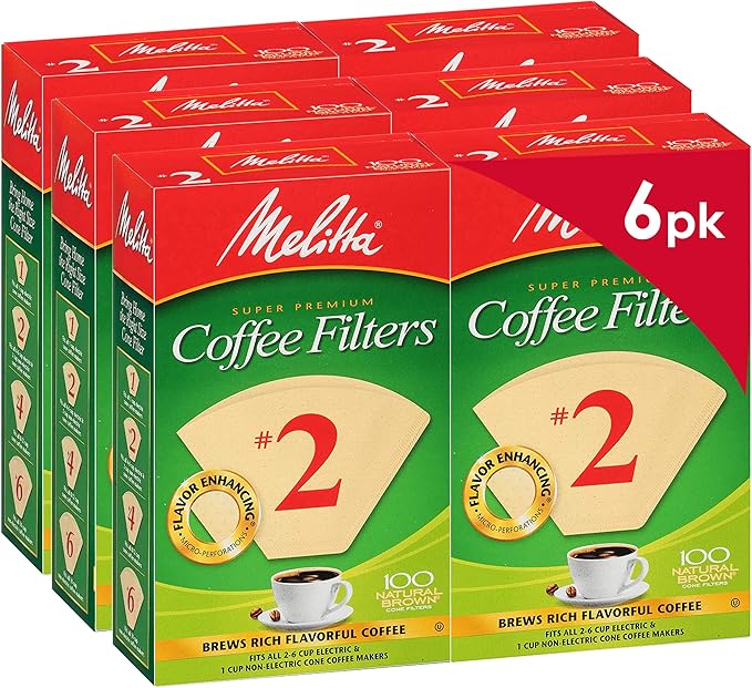 Melitta Cone Coffee Filters, Natural Brown, No. 2, 100Count Filters