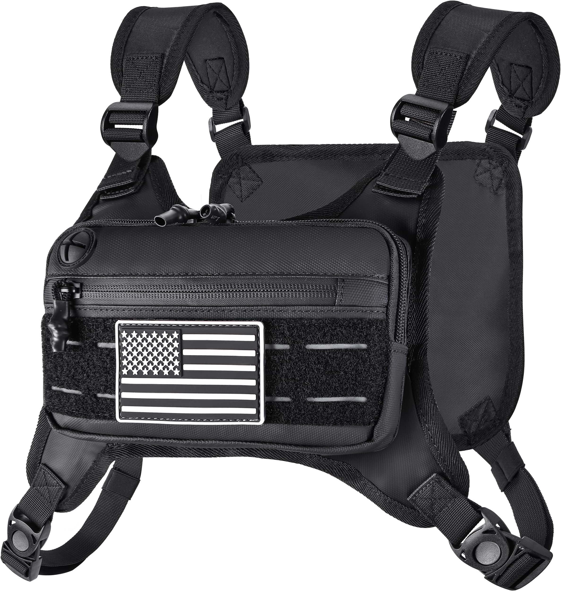 MOZETO Running Vest for Men with Reflective Back, Water Resistant Running Chest Pack For Workouts, Sports Phone Holder With Extra Storage, Lightweight Chest Bag