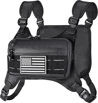 MOZETO Running Vest for Men with Reflective Back, Water Resistant Running Chest Pack For Workouts, Sports Phone Holder With Extra Storage, Lightweight Chest Bag