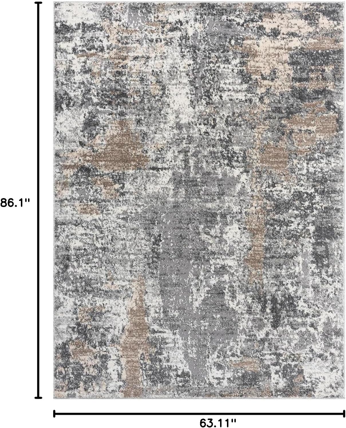Gray Abstract 5' x 7' Stain-Resistant Synthetic Area Rug
