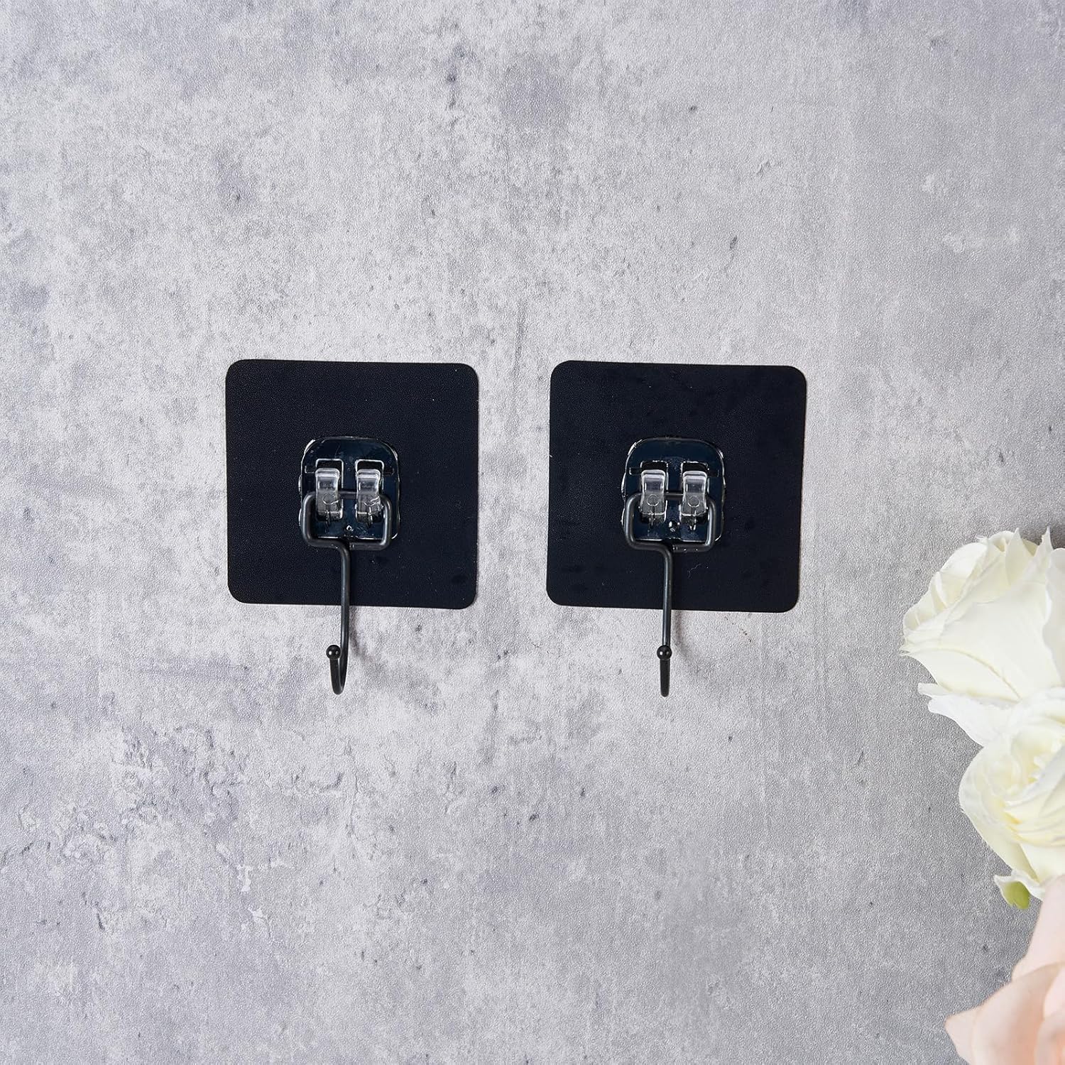 6 Pcs 50 lb Heavy-Duty Wall Hooks - Black Bathroom Towel Hangers