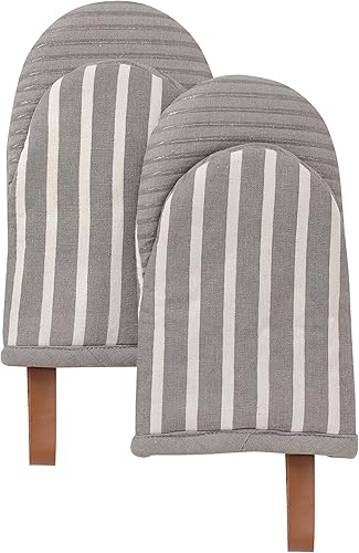 Miniatura 10 de Folkulture Mini guantes de horno resistentes al calor (5.75 x 9) Juego de 2 guantes cortos para horno con lazo para colgar, guantes de horno