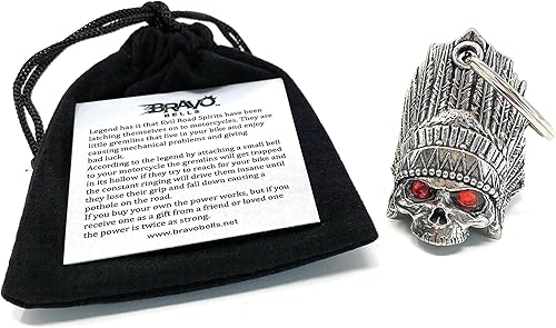 Miniatura 5 de Bravo Bells Campana de diamante de calavera india, accesorio o llavero para la suerte en la carretera, fabricado en Estados Unidos, plateado