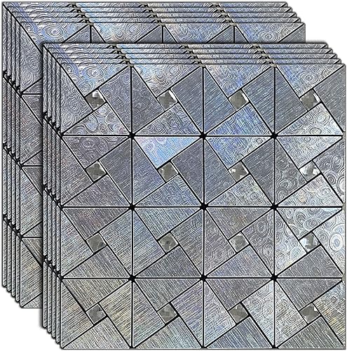 YMMXGE Azulejos triangulares metálicos de 10 piezas, calcomanías de pared con textura metálica de alta gama, azulejos autoadhesivos para pared de