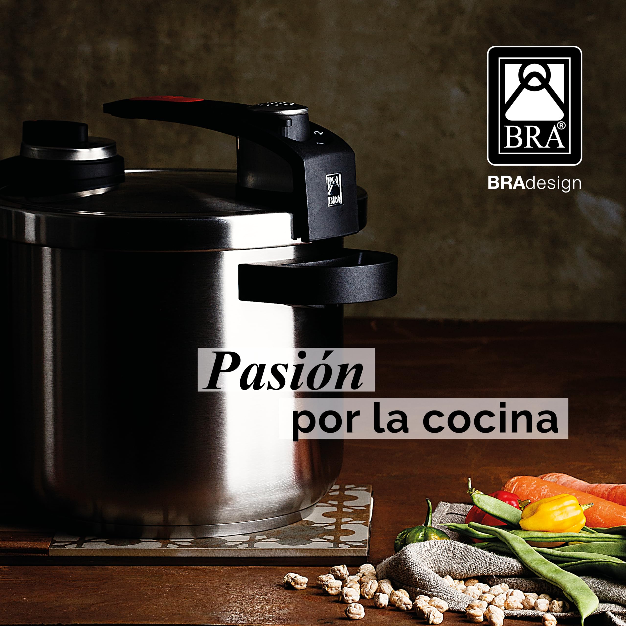 BRA Tekna | Olla a Presión Rápida de Fácil Apertura de 6 Litros, Fabricada en Acero Inoxidable 18/10, Con 2 Programas de Cocción y Sistema de Bloqueo de Apertura, Apta para Todo Tipo de Cocinas