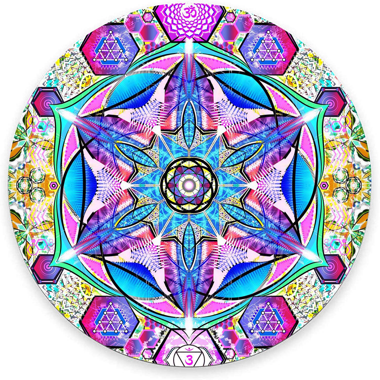 APSRA Colourful Mandala with Geometric Design Mouse Pad, Geometric Pattern Gaming Mouse Mat Waterproof Circular Small Mouse Pad Non-Slip Rubber Base MousePads for Office Home Laptop Trav-13144
