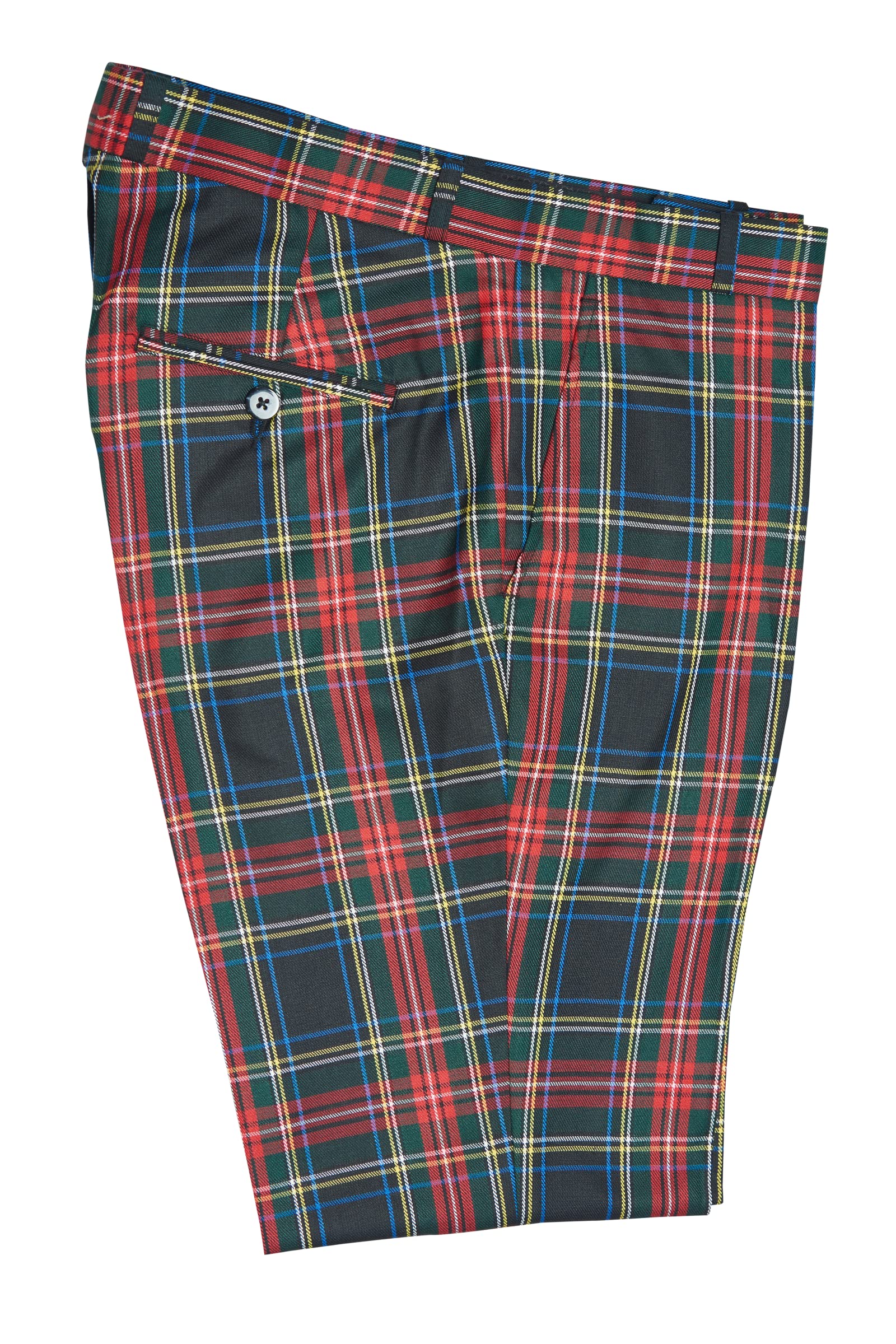 Mens Red Tartan Tweed Check Golf Sta Press Trousers Slim Fit 60s 70s Mod Retro Pants (Black Stewart Red Tartan, 42W)