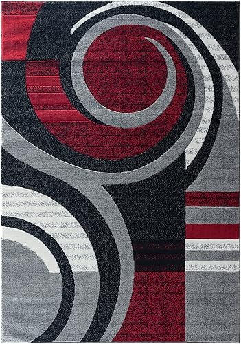 Miniatura 1 de Alfombra y decoración NPT ox17 rojo gris geométrico moderno abstracto alfombra para sala de estar, dormitorio (2 pies x 7 pies pasillo camino)