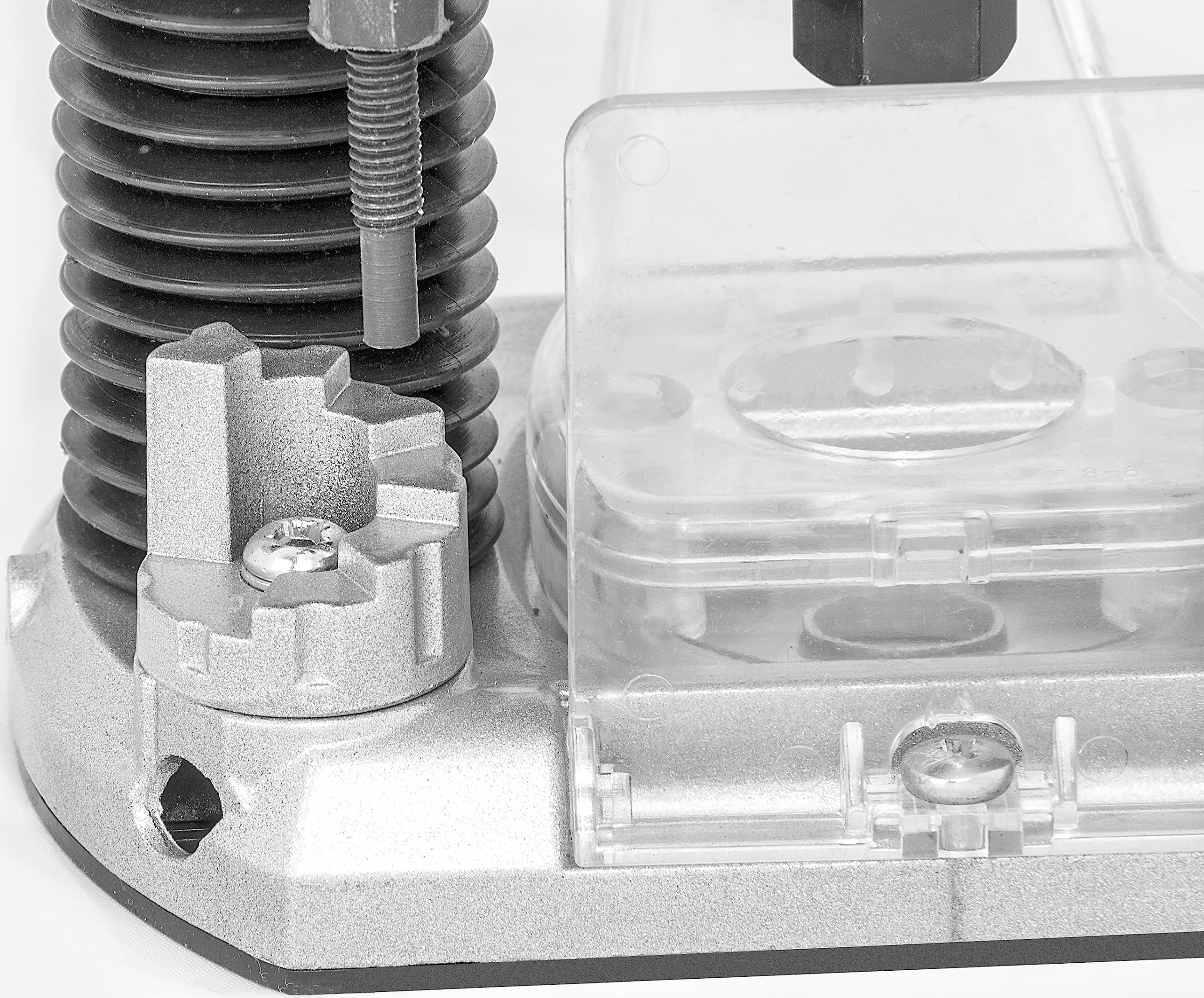 Güde 58117 Oberfräse OF 1200 E (1200 W, Hubhöhe: 55 mm, 7-fach einstellbarer Tiefenanschlag, Spannzangenaufnahme: 6 + 8 mm, 2-Säulen Führung, stufenlose Drehzahlregulierung, inkl. 6 Fräsaufsätze uvm.)