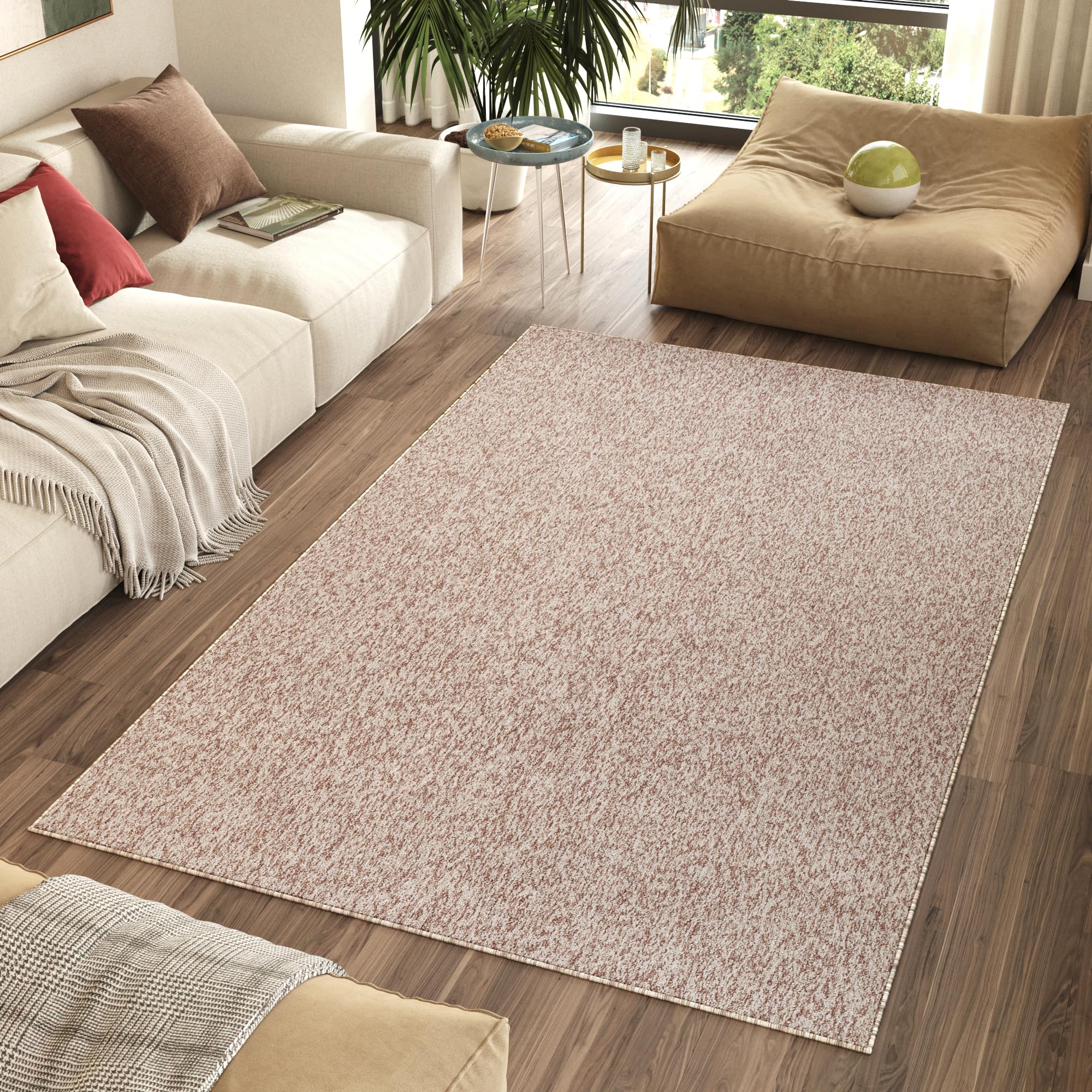 TAPISO Nizza Alfombra Antideslizante Lavable Pelo Corto Diseño Moderno Beige Melange Alfombra de Salón Cocina Habitación Dormitorio Comedor Oeko-Tex 120 x 170 cm