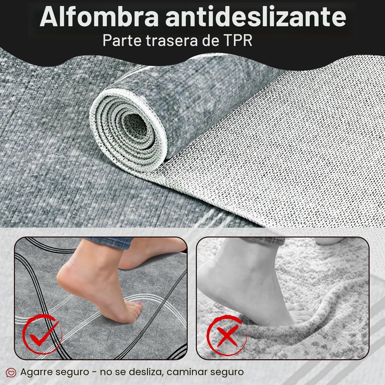 Alishomtll Alfombra de salón gris de pelo corto, 160 x 230 cm, diseño de líneas geométricas, con parte inferior antideslizante, moderna, suave, lavable, alfombra de cocina para dormitorio, entrada y