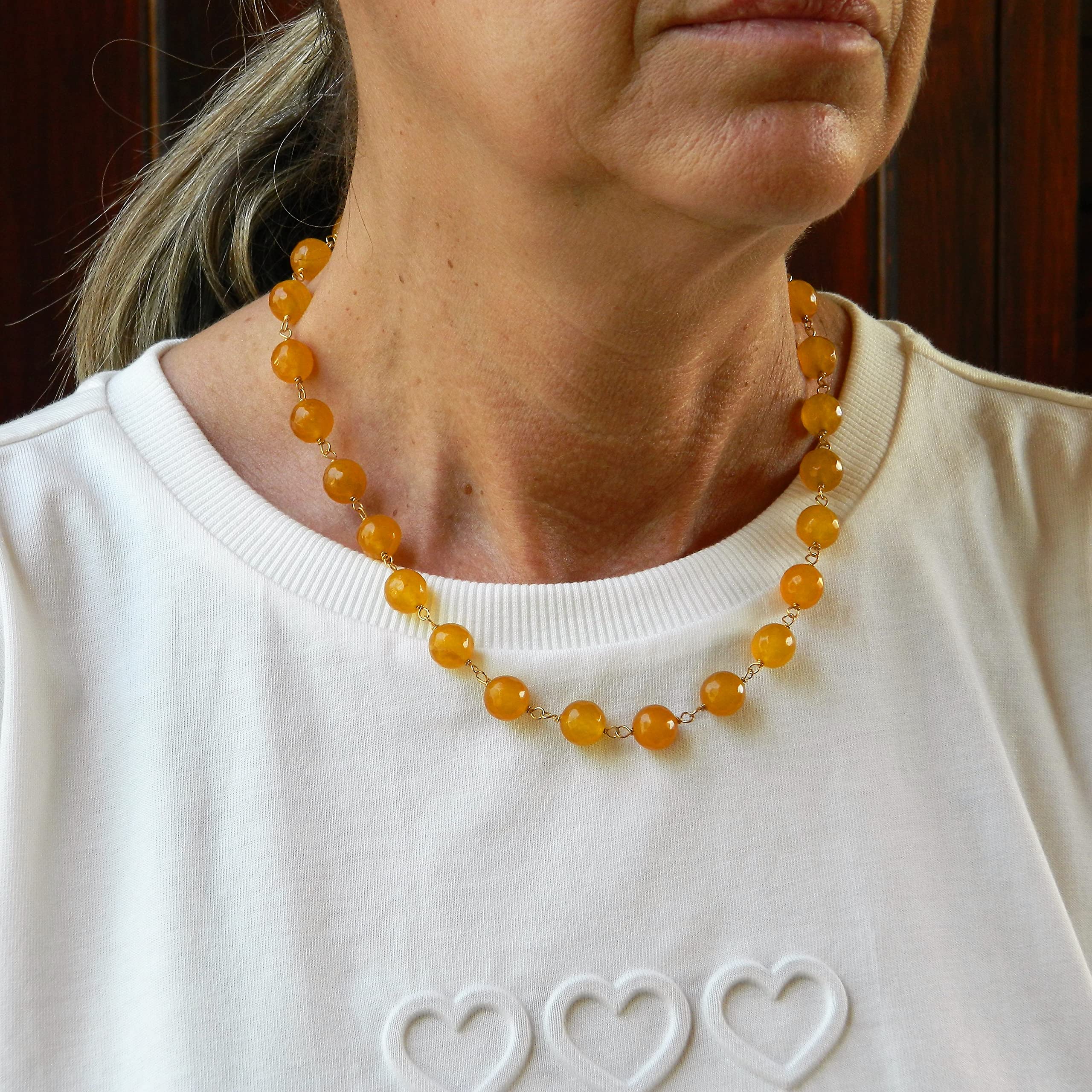DodiGioielli Collana Girocollo Donna con Giada Gialla
