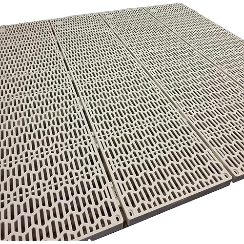 4-Piece Resin Decking Panels - 1' x 4' UV-Resistant Flow Through Dock Panels, Maintenance-Free Decking Kit for Docks, Patios, Boats, Landscaping, Flooring, and More.