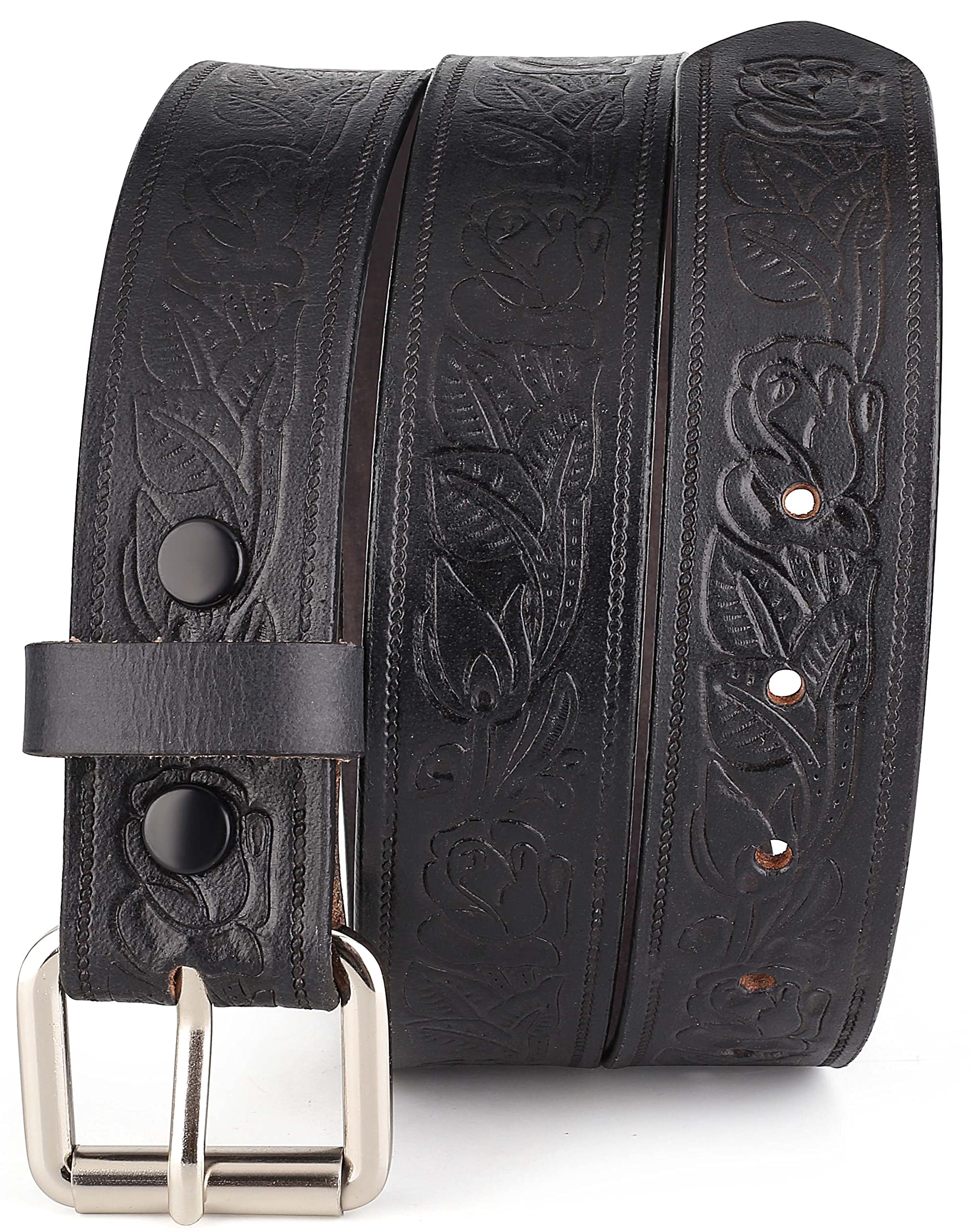 F&L CLASSIC Genuine Full Grain Western Engraved Tooled Leather Belt Strap or Belt 1-1/2