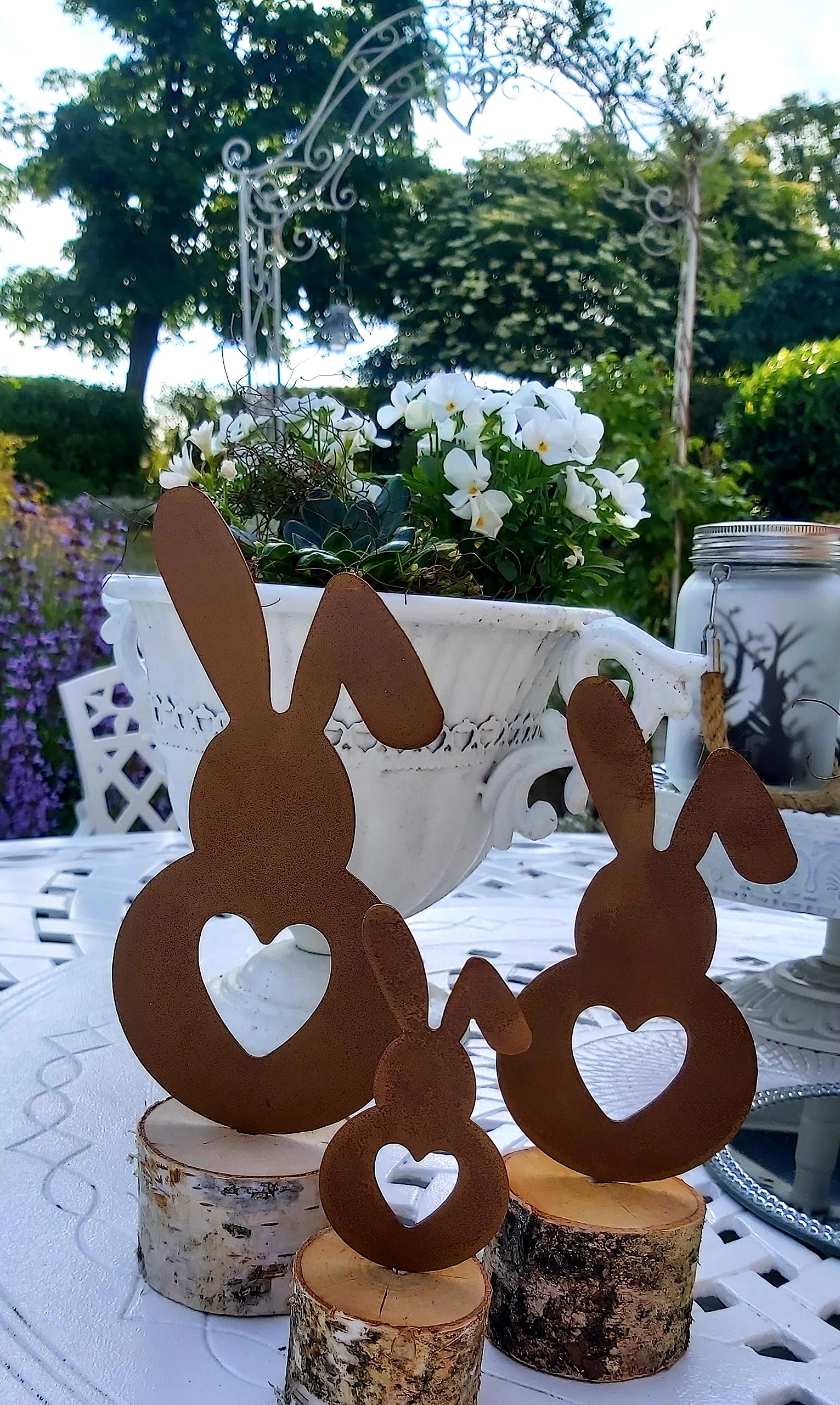 Deko-Stecker Hase „Moppel“ – Rustikale Metall-Silhouette Im Rost-Look, Ca. 27 Cm Hoch, Für Blumentopf & Garten