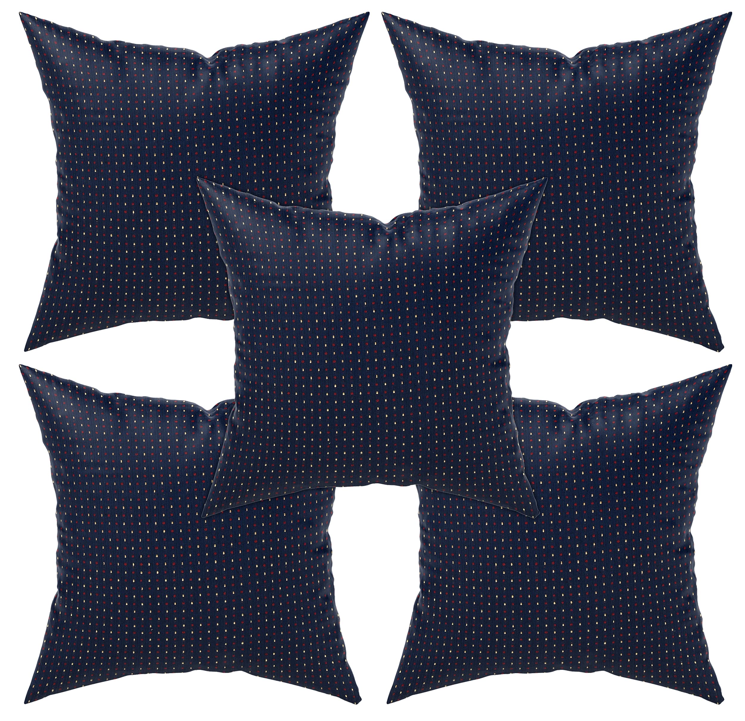 Kuber Industries Velvet Dot Printed Soft Decorative Square Throw Pillow Cover, Cushion Covers, Pillow Case for Sofa Couch Bed Chair 16x16 Inch- Pack of 5(Sky Blue)