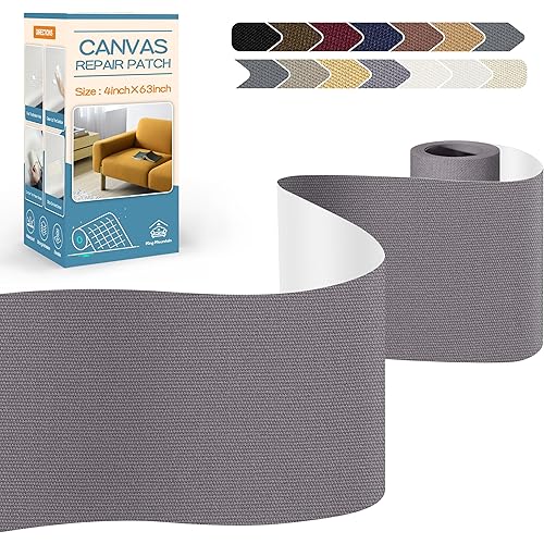 KING MOUNTAIN Canvas Repair Tape,Outdoor Gear Patch, 4×63 Inches,Waterproof,Self-Adhesive for Repairing Boat Covers,Sun Shades,Sofas,Tents,Lounge Chairs,Awnings (Grey)