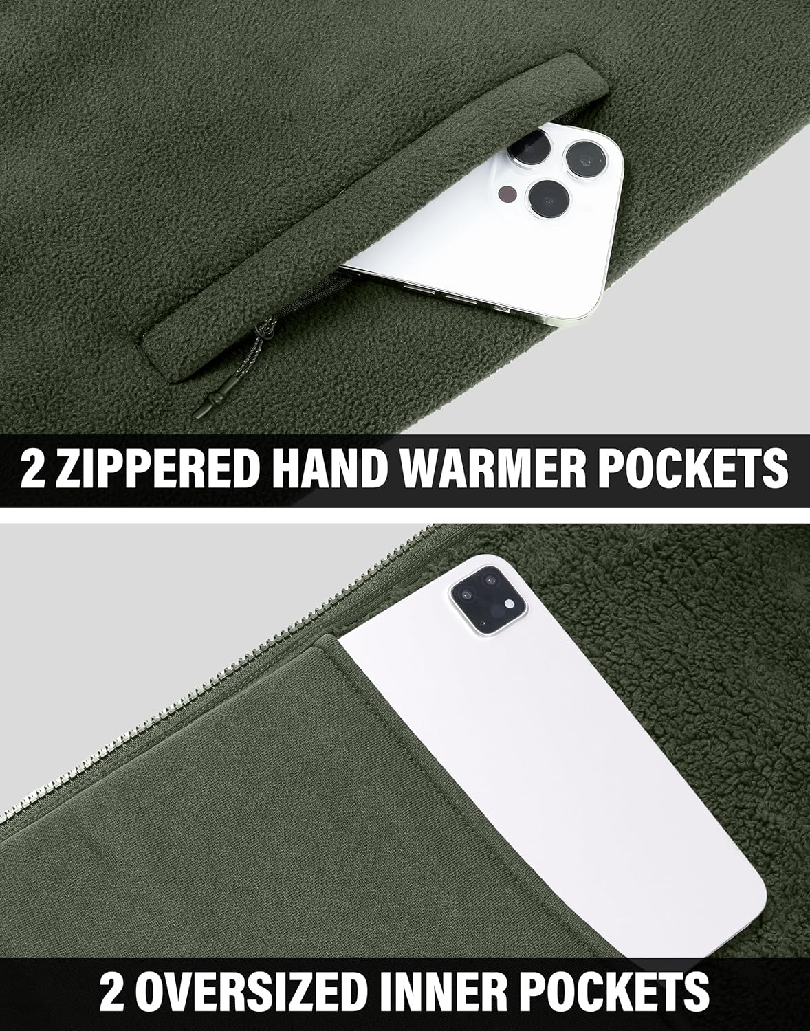 Pioneer Camp Men's Polar Fleece Sherpa Lined Jacket Warm Full Zip Up Thick Jacket Soft Outwear Winter Coat with Zipper Pocket - Image 4