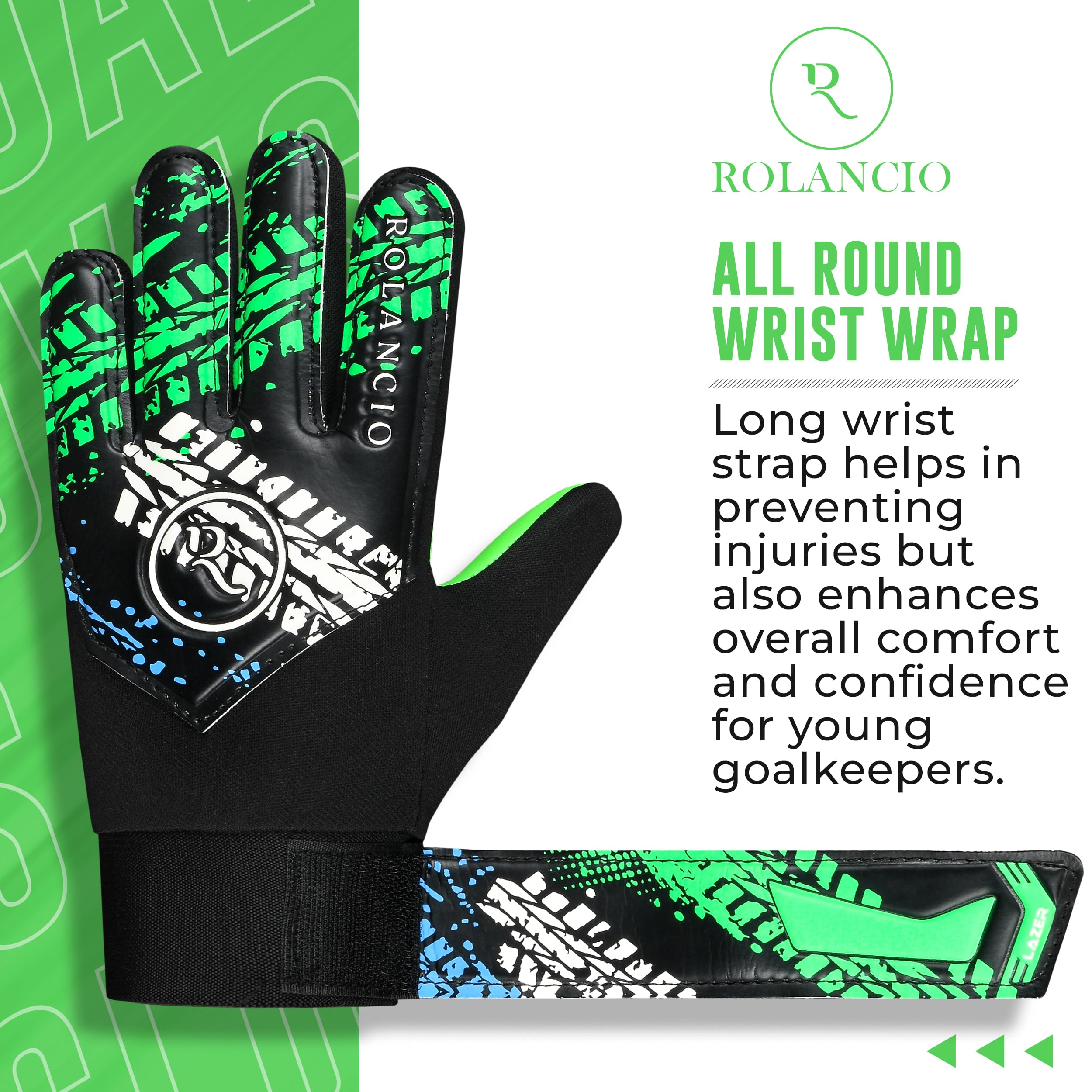ROLANCIO Goalkeeper Gloves, Green, 03 - Image 4