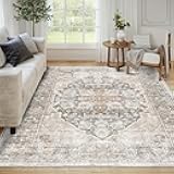 Area Rugs for Living Room - 6x9 Area Rugs, Machine Washable Rugs 6x9, Non-Slip, Stain Resistant Soft Boho Vintage Large Carpet Low Pile Thin Rugs for Living Room Bedroom