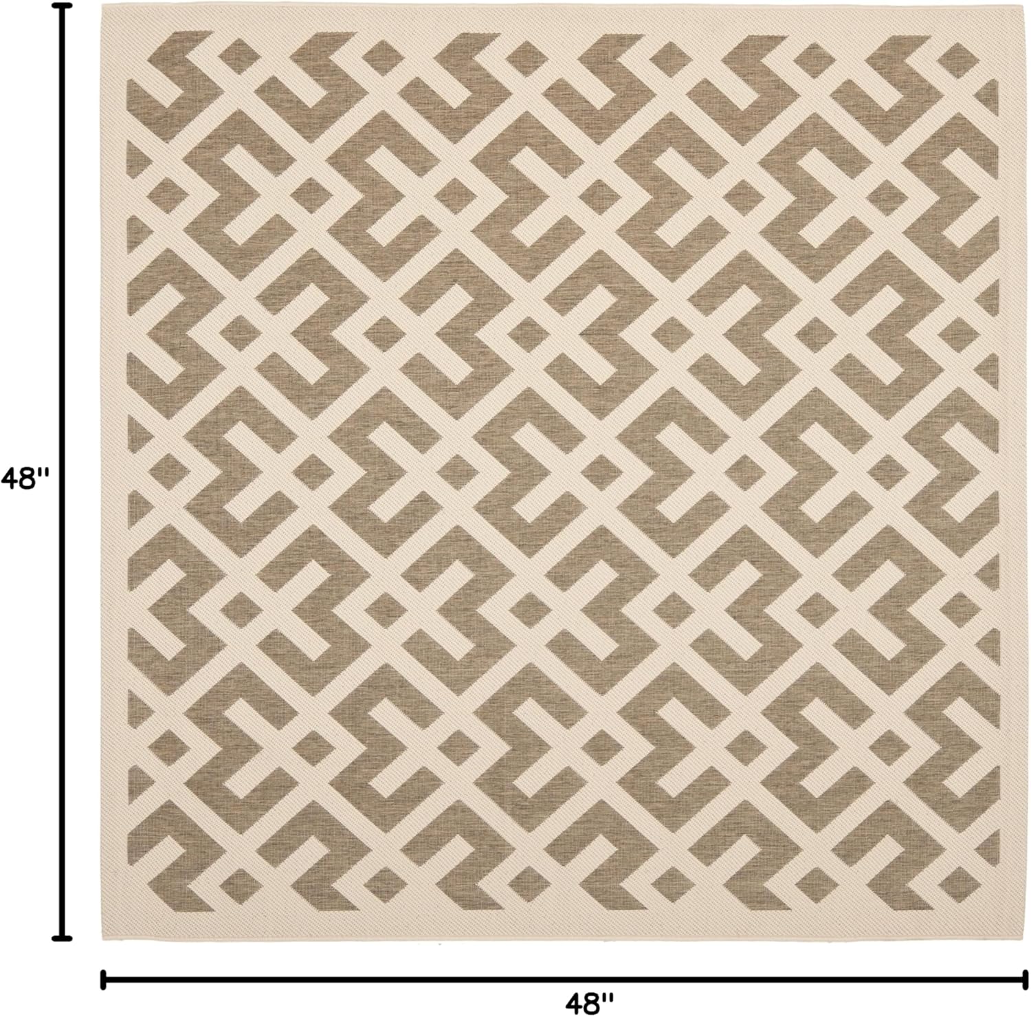 SAFAVIEH Washable Rug Outdoor Courtyard Collection - 4' Square, Brown & Bone, Non-Shedding & Easy Cleaning, Ideal for Patio, Backyard, Mudroom (CY6915-232)