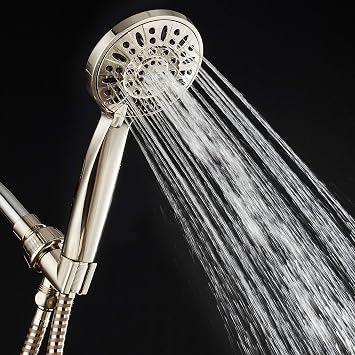 AquaDance High Pressure 6-Setting Hand Held Shower Head with Extra-Long 6 Foot Hose & Bracket Anti-Clog Nozzles - USA Standard Certified - Top U.S. Brand - ALL BRUSHED NICKEL