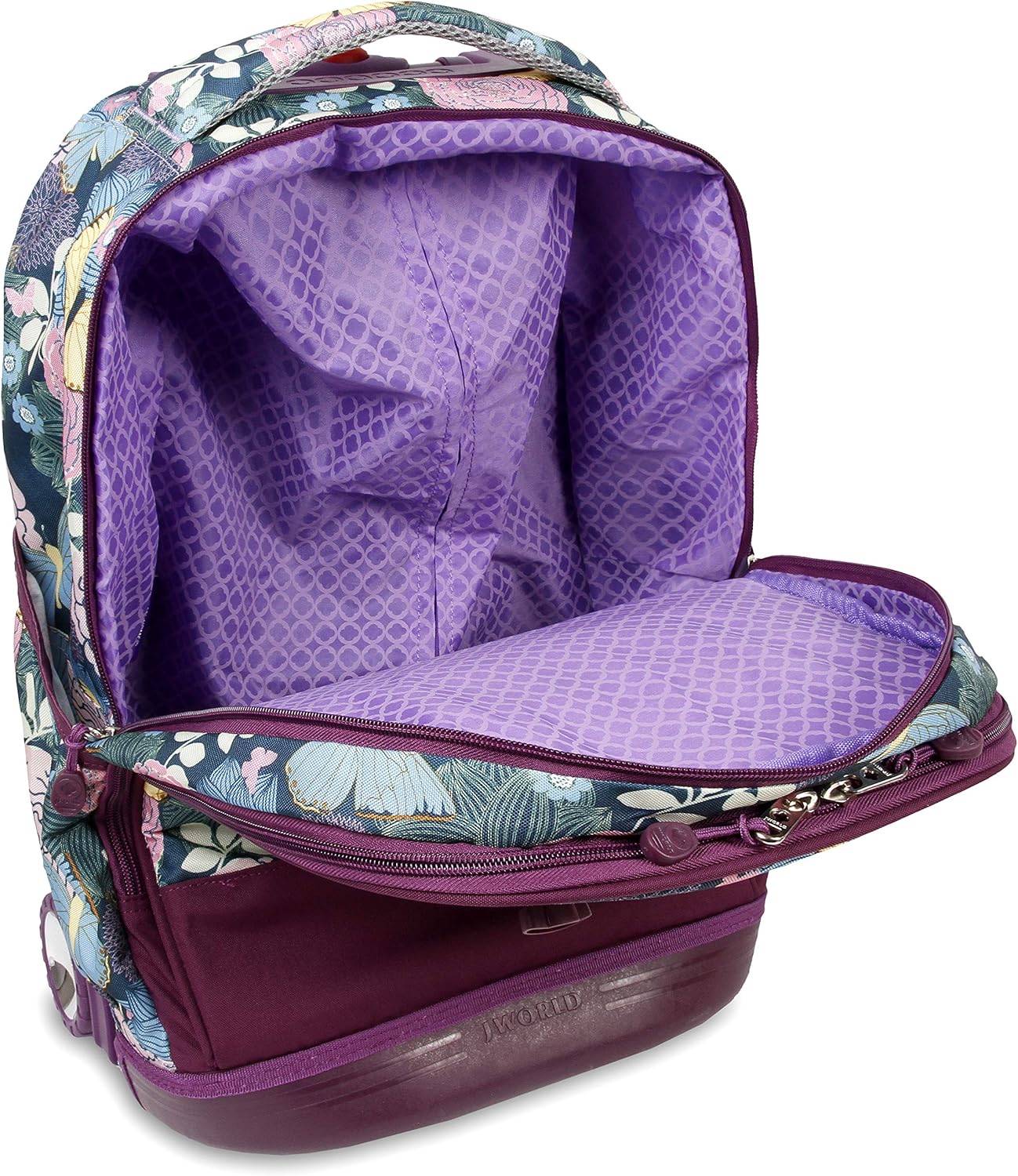 J World Duo Kids Rolling Backpack With Lunch Box Set. School Bookbag on Wheels, Secret Garden - Image 4