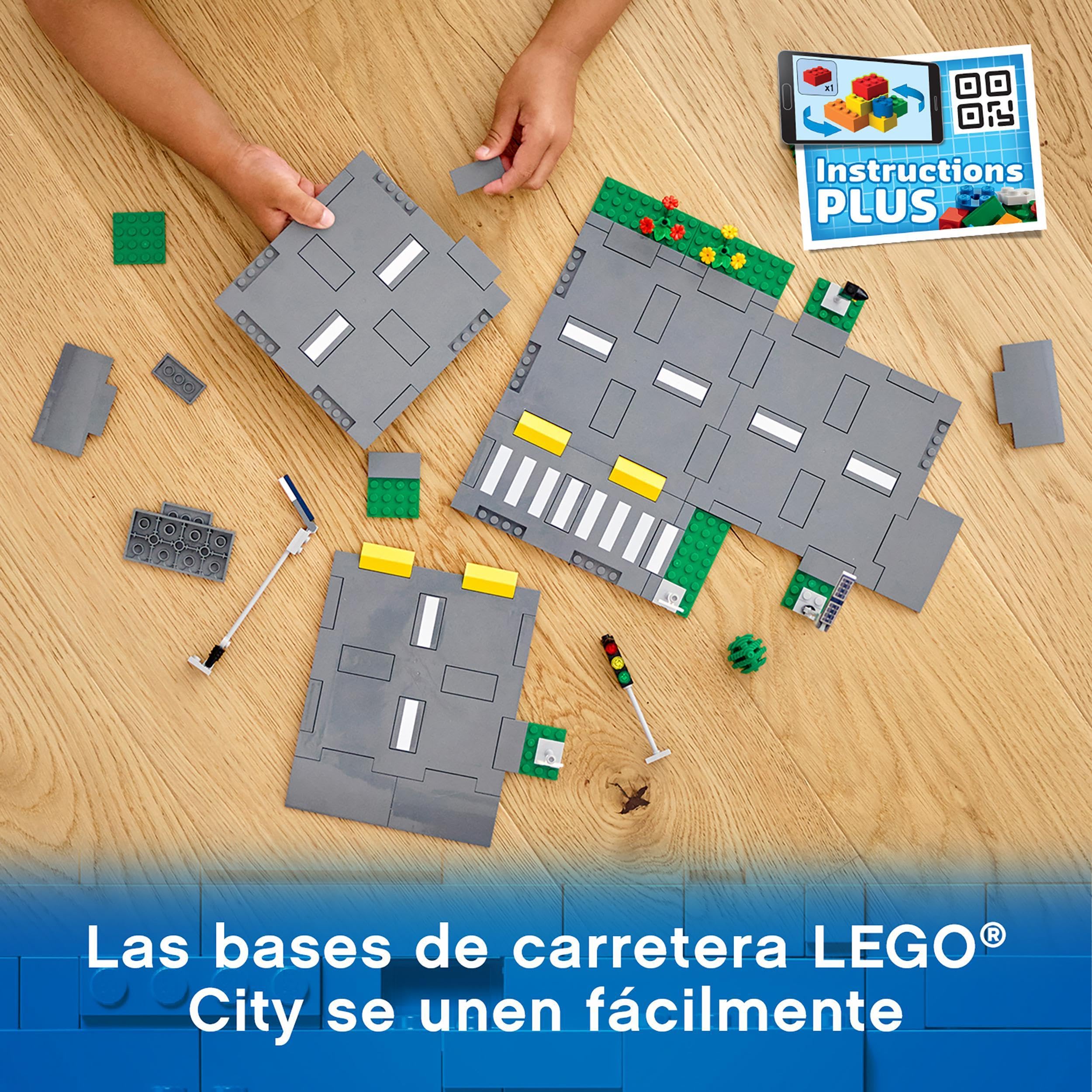 LEGO CITY Set: 60316 Comisaría de Policía y 60304 Bases de Carretera, con Camión de Basura, Helicóptero de Juguete y Semáforos, Ladrillos que Brillan en la Oscuridad, Regalo para Niños y Niñas