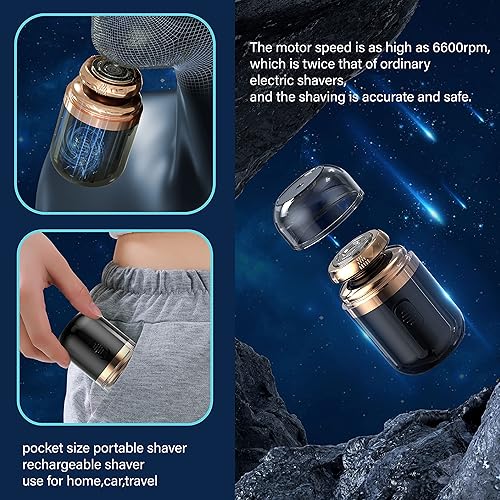 Miniatura 5 de Mini afeitadora eléctrica portátil, 2 en 1, recargable por USB, en seco y húmedo, con recortadora de pelo de nariz giratoria, regalo de tamaño de