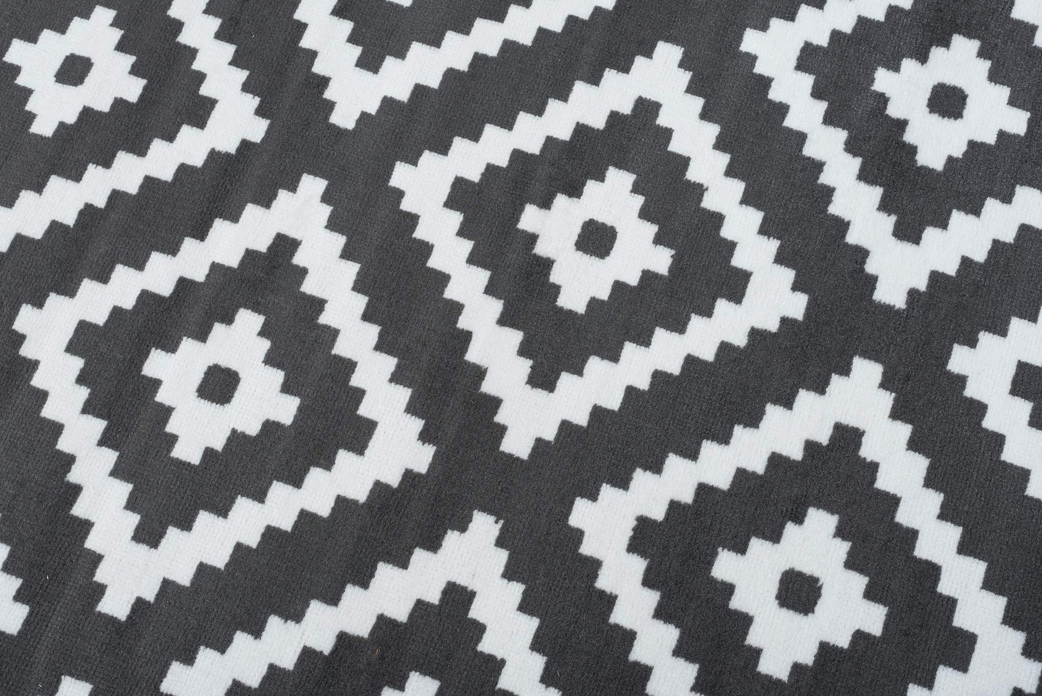 TAPISO Luxury Tapis Poils Ras Moderne Gris Foncé Blanc Géométrique Marocain Losanges Tapis Salon Chambre Adulte Salle à Manger Bureau Oeko-TEX Résistant 120 x 170 cm