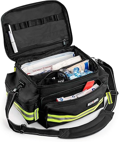 Miniatura 3 de Scherber First Responder - Kit de trauma profesional para EMTEMS, aprobado por HSAFSA, bolsa reflectante con 8 bolsillos y compartimentos con