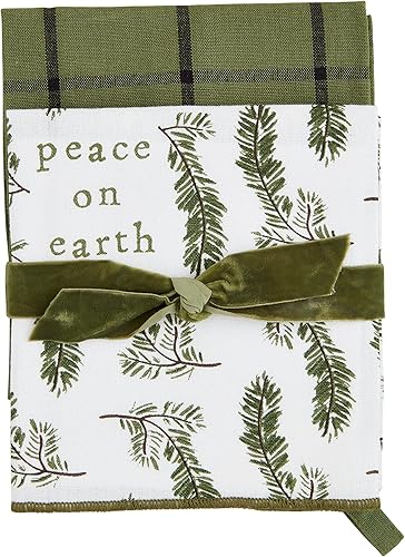 Miniatura 4 de Mud Pie Juego de toallas blancas de Navidad, bueno, 16 12 "x 26"